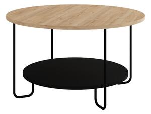 Kulatý konferenční stolek s deskou v dubovém dekoru v černo-přírodní barvě ø 80 cm Tonka – Marckeric