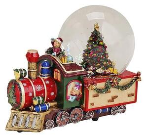 Dům Vánoc Sněhová koule s hrací skřínkou Lokomotiva s dětmi 18 cm