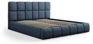 Tmavě modrá čalouněná dvoulůžková postel s úložným prostorem s roštem 140x200 cm Bellis – Micadoni Home