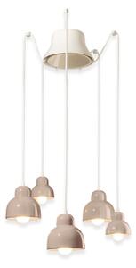 Ferroluce Závěsné vintage svítidlo BERIMBAU, ∅ 22 cm, 2xE14 a 3xE27 Barva: písková