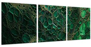 Obraz - Zelený mikroskopický snímek (s hodinami) (90x30 cm)