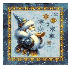 Vánoční gobelínové povlečení na polštář s lurexem – Magický Santa a sněhové vločky Barva Vícebarevná Rozměry 42x42 cm