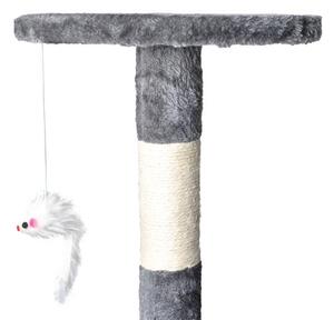 Purlov Šedý Kočičí strom 118 cm, MDF deska + pletená umělá kožešina + sisalové lano, max. nosnost 18 kg