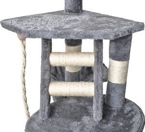 Purlov Šedý Kočičí strom 118 cm, MDF deska + pletená umělá kožešina + sisalové lano, max. nosnost 18 kg