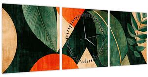 Obraz - Geometrické přírodní motivy II. (s hodinami) (90x30 cm)