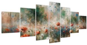 Obraz - Abstrakce pole s vlčími máky (210x100 cm)