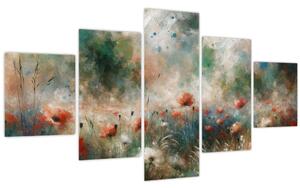 Obraz - Abstrakce pole s vlčími máky (125x70 cm)