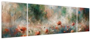 Obraz - Abstrakce pole s vlčími máky (170x50 cm)