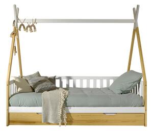 Domečková dětská postel z borovicového dřeva s úložným prostorem v přírodní barvě 90x200 cm TIPI – Vipack