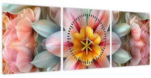 Obraz - Kaleidoskopický květ (s hodinami) (90x30 cm)