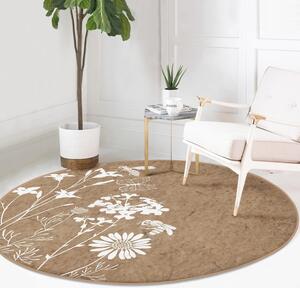 Světle hnědý pratelný kulatý koberec vhodný pro robotické vysavače ø 120 cm Comfort – Mila Home