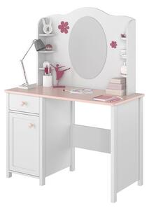 Toaletní stolek Luna LN03 + nástavec Luna LN06, Barva: bílá / bílá + růžová Mirjan24 5902928146288