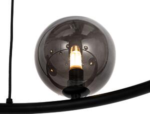 Závěsná lampa černá s kouřovým sklem kulatá 8-světelná - Monako