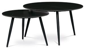 Sada 2 konferenčních stolů pr.80cm a pr.60cm černá keramika AHG-403 BK