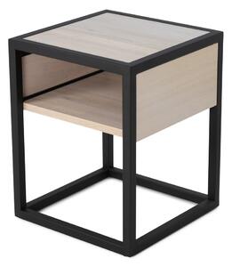 Černý/v přírodní barvě noční stolek s deskou z dubového dřeva s poličkami Diva – Spinder Design