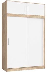 Šatní skříň s posuvnými dveřmi a nástavcem150cm MONO dub sonoma / bílá