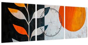 Obraz - Abstrakce rostliny a slunce (s hodinami) (90x30 cm)