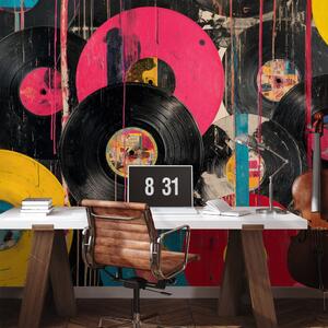 Tapeta barevné retro vinylové desky