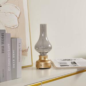 Lindby Maxentius LED stolní lampa, zlatá/smoke aku