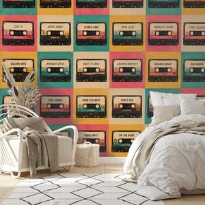 Tapeta retro kazety ve vintage stylu