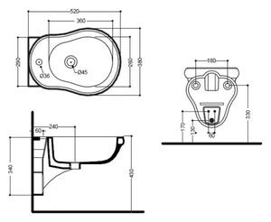 Závěsný bidet RETRO 38x34x52cm, bílý