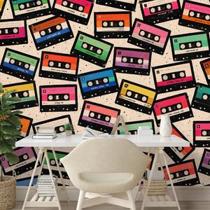 Tapeta retro barevné kazety