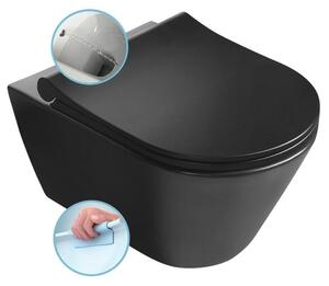 Sapho Avva - Závěsné WC s bidetovou sprškou, Rimless, matná černá 100312-110