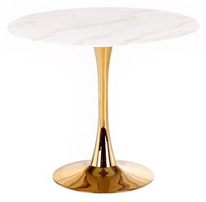 Stůl Casemiro chrom zlato / bílý mramor Halmar