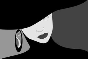 Tapeta dáma v klobouku černobílá - 150x100 cm