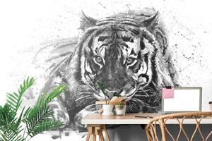 Tapeta tygr v černobílém provedení - 150x100 cm