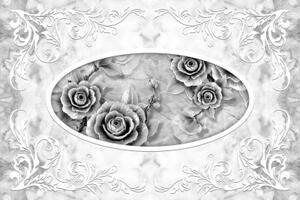 Tapeta kamenné růže černobílé - 300x200 cm