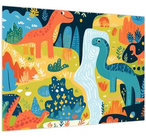 Obraz - Veselí dinosauři (70x50 cm)