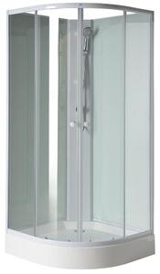 Čtvrtkruhový sprchový kout AIGO 900x900x2040 mm, bílé profily, čiré sklo