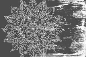 Tapeta mandala v černobílém - 150x100 cm