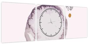 Obraz - Fialový minimalismus N⁰4 (s hodinami) (90x30 cm)