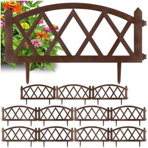 Vilde | Ohraničení záhonu - Sada 12 ks - 57x25 cm - Odolné vůči povětrnostním vlivům - Plast - Zahradní plot hnědý