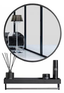Zrcadlo s poličkou černé 80 cm