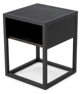 Černý noční stolek s deskou z dubového dřeva s poličkami Diva – Spinder Design