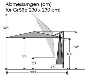 BOČNÍ SLUNEČNÍK 300/239/230 cm - Online Only zastínění, Online Only
