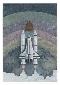Dětský koberec Funny vesmírná raketa, vícebarevný