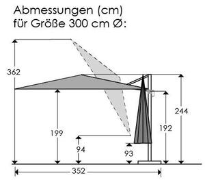 BOČNÍ SLUNEČNÍK 352/244/300 cm - Online Only zastínění, Online Only