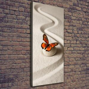 Vertikální Foto obraz na plátně Kámen zen a motýl ocv-105886017