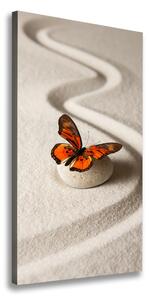 Vertikální Foto obraz na plátně Kámen zen a motýl ocv-105886017