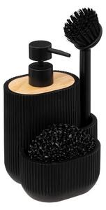 5five Simply Smart Dávkovač mýdla Blackwood, černá/s dřevěnými prvky, 500ml