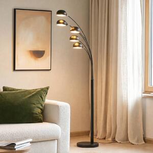Lindby Stojací lampa Jewa, černá, kov, 5 světel, E14, Černá, Obývací pokoj / jídelna, kov, Moderní, oblouková lampa