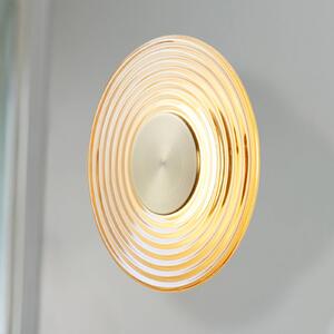 Searchlight LED nástěnné světlo Cleo, jantarová/mosazná barva, Ø 30 cm, sklo, stmívatelný, Krémová / jantar, Obývací pokoj / jídelna, Sklo, Moderní