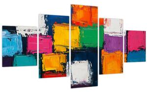 Obraz - Malba barevných čtverců (125x70 cm)