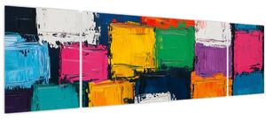 Obraz - Malba barevných čtverců (170x50 cm)