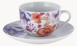 Sada porcelánových šálků s podšálky Peony, 4 díly