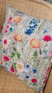 Béžový polštář rozkvetlá louka Flowers Poppy s výšivkou - 45*45*15cm